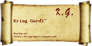 Krieg Gerő névjegykártya